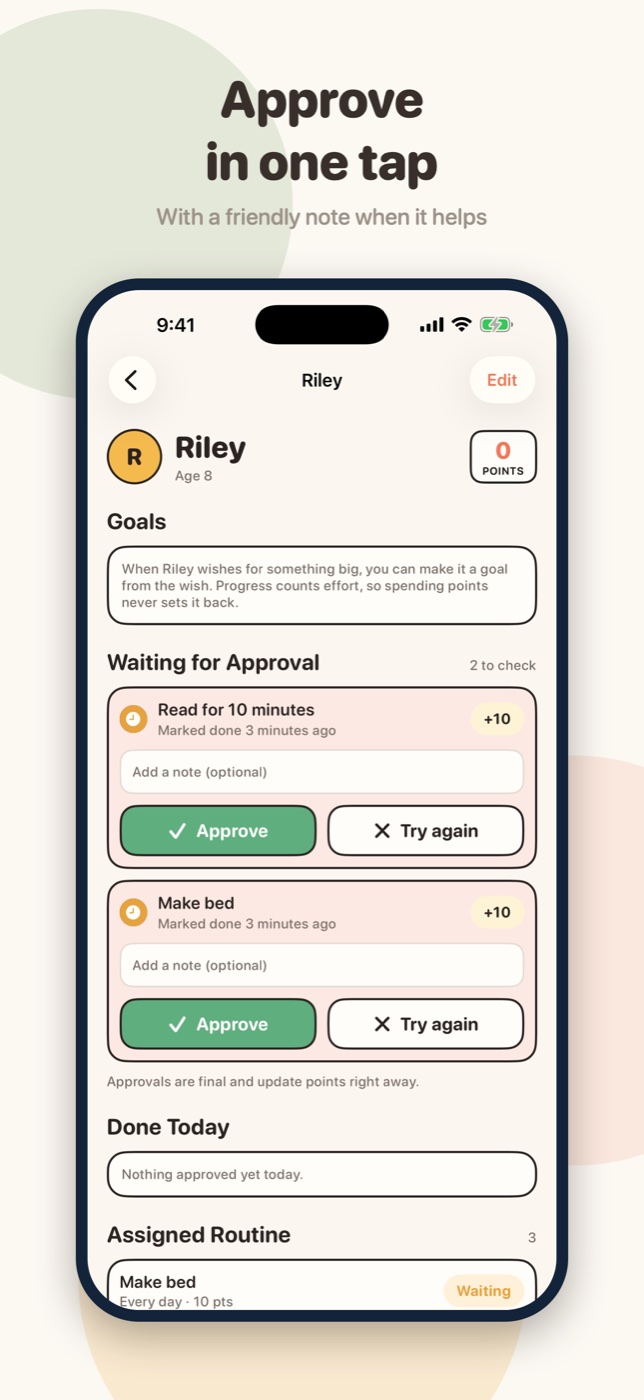Approve in one tap